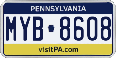PA license plate MYB8608