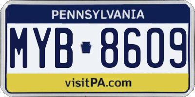 PA license plate MYB8609