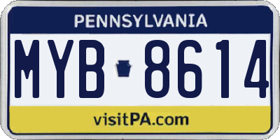 PA license plate MYB8614