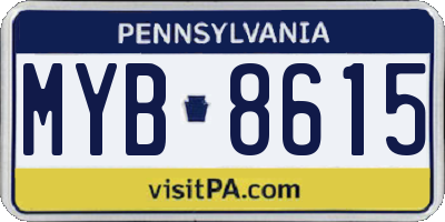 PA license plate MYB8615