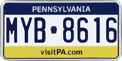 PA license plate MYB8616