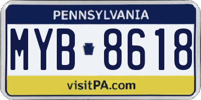 PA license plate MYB8618