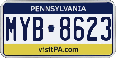PA license plate MYB8623