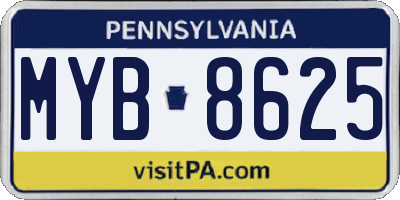 PA license plate MYB8625