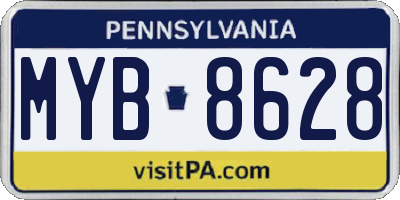 PA license plate MYB8628