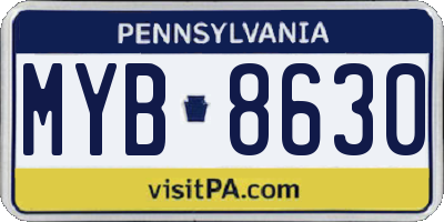 PA license plate MYB8630