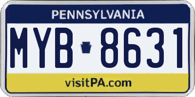 PA license plate MYB8631