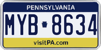 PA license plate MYB8634
