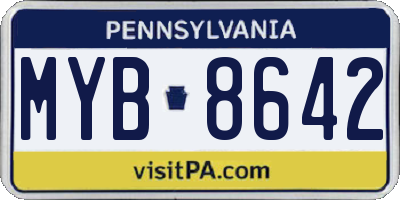 PA license plate MYB8642