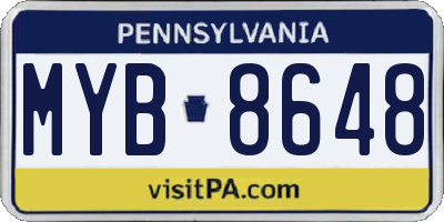 PA license plate MYB8648
