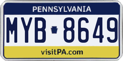 PA license plate MYB8649