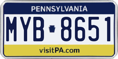 PA license plate MYB8651