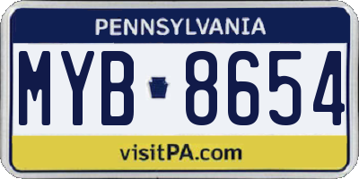 PA license plate MYB8654