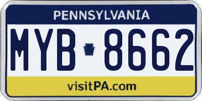 PA license plate MYB8662