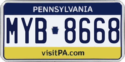 PA license plate MYB8668