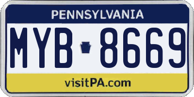 PA license plate MYB8669