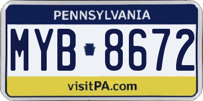 PA license plate MYB8672