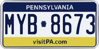 PA license plate MYB8673