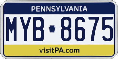 PA license plate MYB8675