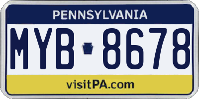 PA license plate MYB8678