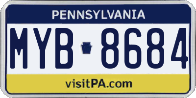 PA license plate MYB8684