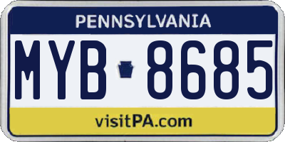 PA license plate MYB8685