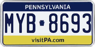 PA license plate MYB8693