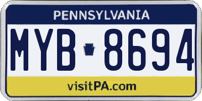 PA license plate MYB8694