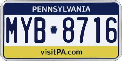 PA license plate MYB8716