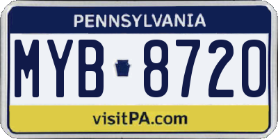 PA license plate MYB8720
