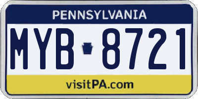 PA license plate MYB8721