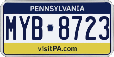 PA license plate MYB8723