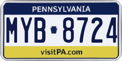 PA license plate MYB8724