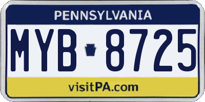 PA license plate MYB8725