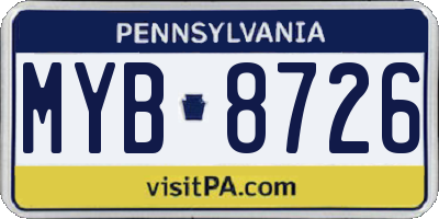 PA license plate MYB8726