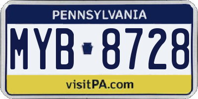 PA license plate MYB8728