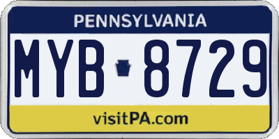 PA license plate MYB8729