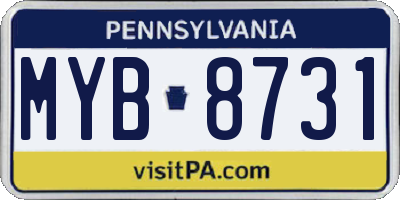 PA license plate MYB8731
