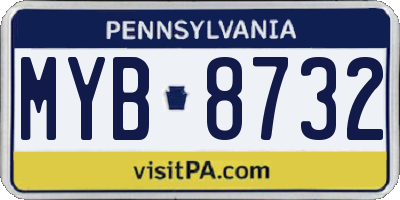 PA license plate MYB8732