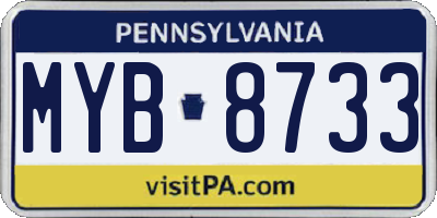 PA license plate MYB8733