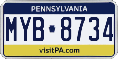 PA license plate MYB8734