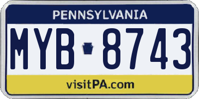 PA license plate MYB8743