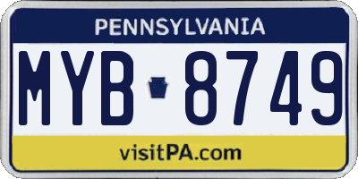 PA license plate MYB8749