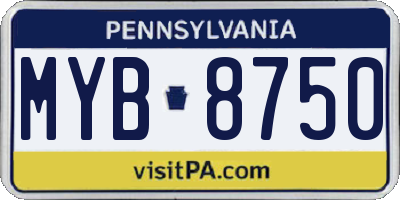 PA license plate MYB8750