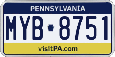 PA license plate MYB8751