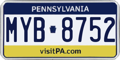 PA license plate MYB8752