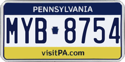 PA license plate MYB8754
