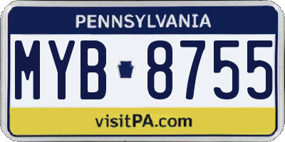PA license plate MYB8755