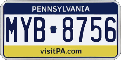 PA license plate MYB8756