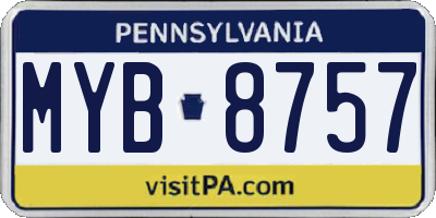 PA license plate MYB8757